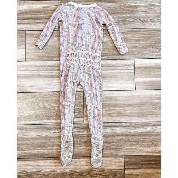 Kickee Pants Purple Floral Zipper Footie Size 18-24M - Picture 4 of 4